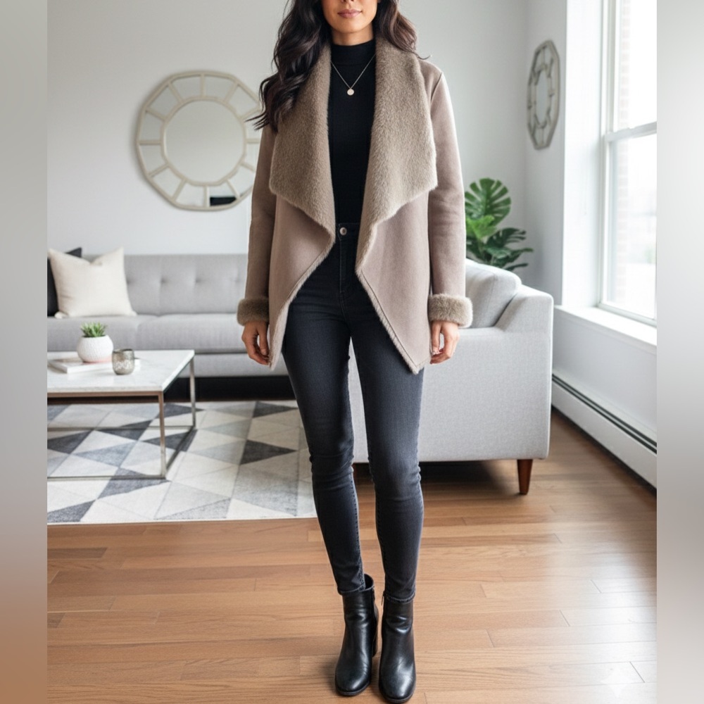 LOVE TOKEN
Allegra Faux Fur Suede Reversible Short Coat